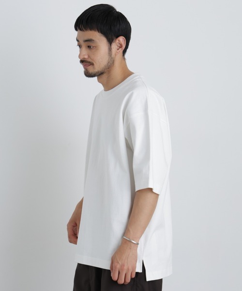 NANO universe(ナノユニバース)の「ヘビーウェイトTシャツ 半袖(Tシャツ/カットソー・メンズ・ブルーグリーン/ホワイト/ブラウン/スミクロ・L/M)」の8枚目の写真