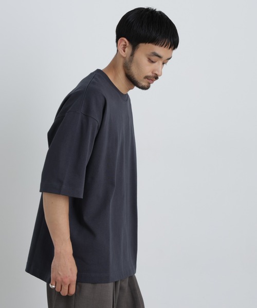 NANO universe(ナノユニバース)の「ヘビーウェイトTシャツ 半袖(Tシャツ/カットソー・メンズ・ブルーグリーン/ホワイト/ブラウン/スミクロ・L/M)」の5枚目の写真