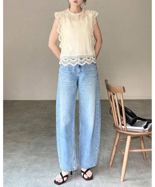 She's Closet(シーズクローゼット)の「フレンチスリーブ ショート丈 シアー スカラップレースブラウス(シャツ/ブラウス・レディース・ホワイト/ブラック/アイボリー・FREE)」の11枚目の写真