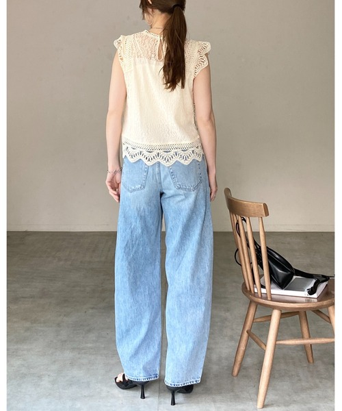 She's Closet(シーズクローゼット)の「フレンチスリーブ ショート丈 シアー スカラップレースブラウス(シャツ/ブラウス・レディース・ホワイト/ブラック/アイボリー・FREE)」の12枚目の写真
