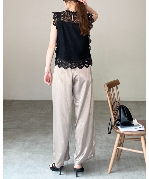 She's Closet(シーズクローゼット)の「フレンチスリーブ ショート丈 シアー スカラップレースブラウス(シャツ/ブラウス・レディース・ホワイト/ブラック/アイボリー・FREE)」の15枚目の写真