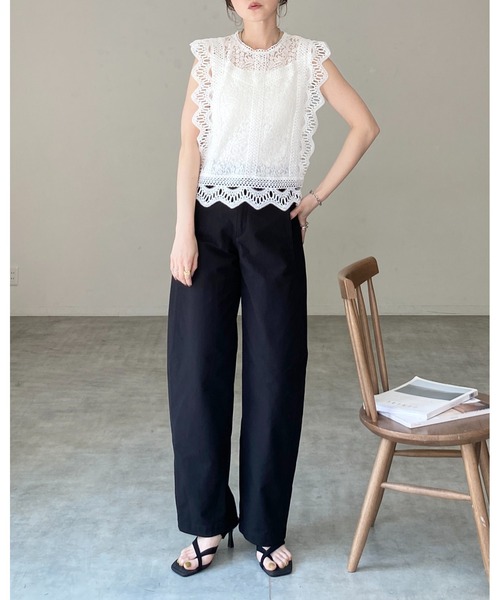 She's Closet(シーズクローゼット)の「フレンチスリーブ ショート丈 シアー スカラップレースブラウス(シャツ/ブラウス・レディース・ホワイト/ブラック/アイボリー・FREE)」の20枚目の写真