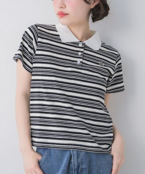 ems excite（エムズエキサイト）の「マルチボーダーポロTシャツ（Tシャツ/カットソー・レディース・ブラック系その他3/ブルー系その他3/ピンク系その他3・FREE）」の2枚目の写真