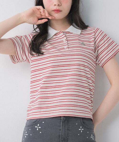 ems excite（エムズエキサイト）の「マルチボーダーポロTシャツ（Tシャツ/カットソー・レディース・ブラック系その他3/ブルー系その他3/ピンク系その他3・FREE）」の3枚目の写真