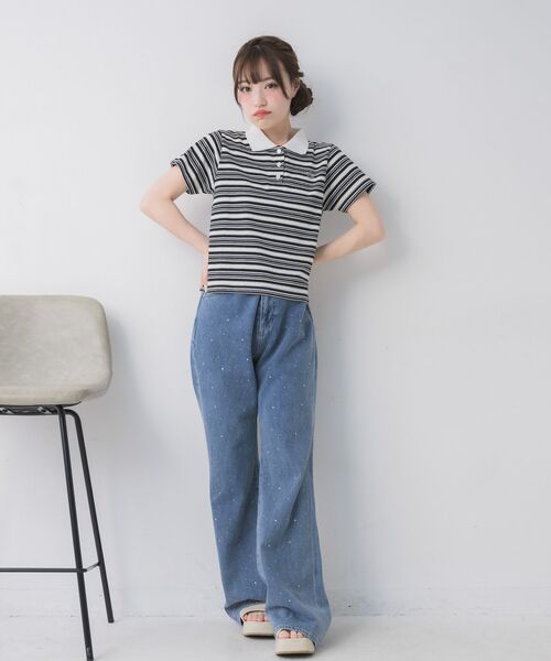 ems excite（エムズエキサイト）の「マルチボーダーポロTシャツ（Tシャツ/カットソー・レディース・ブラック系その他3/ブルー系その他3/ピンク系その他3・FREE）」の20枚目の写真