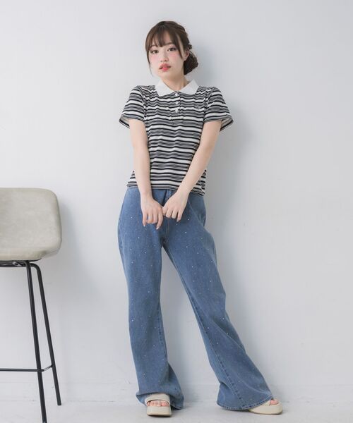 ems excite（エムズエキサイト）の「マルチボーダーポロTシャツ（Tシャツ/カットソー・レディース・ブラック系その他3/ブルー系その他3/ピンク系その他3・FREE）」の19枚目の写真