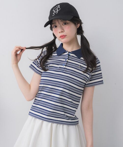 ems excite（エムズエキサイト）の「マルチボーダーポロTシャツ（Tシャツ/カットソー・レディース・ブラック系その他3/ブルー系その他3/ピンク系その他3・FREE）」の18枚目の写真