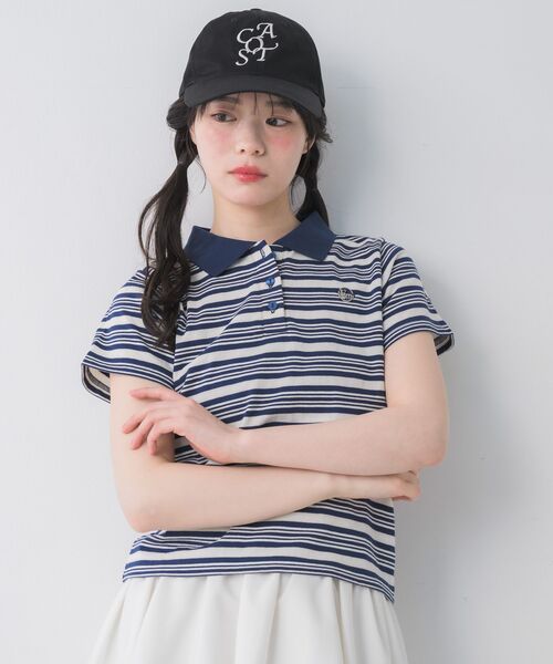 ems excite（エムズエキサイト）の「マルチボーダーポロTシャツ（Tシャツ/カットソー・レディース・ブラック系その他3/ブルー系その他3/ピンク系その他3・FREE）」の16枚目の写真