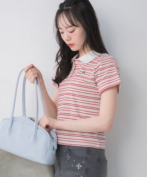 ems excite（エムズエキサイト）の「マルチボーダーポロTシャツ（Tシャツ/カットソー・レディース・ブラック系その他3/ブルー系その他3/ピンク系その他3・FREE）」の13枚目の写真