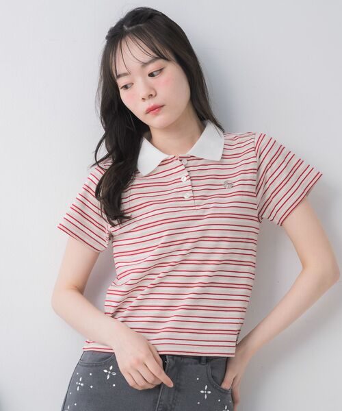 ems excite（エムズエキサイト）の「マルチボーダーポロTシャツ（Tシャツ/カットソー・レディース・ブラック系その他3/ブルー系その他3/ピンク系その他3・FREE）」の12枚目の写真
