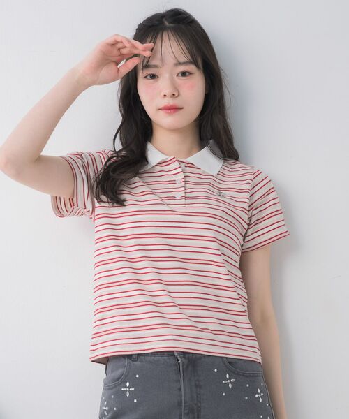 ems excite（エムズエキサイト）の「マルチボーダーポロTシャツ（Tシャツ/カットソー・レディース・ブラック系その他3/ブルー系その他3/ピンク系その他3・FREE）」の11枚目の写真