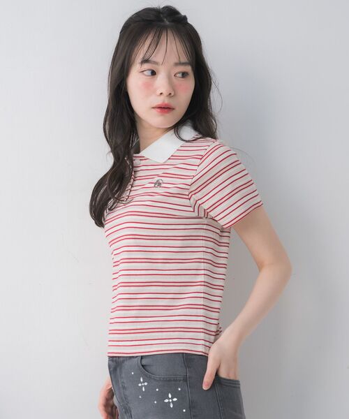 ems excite（エムズエキサイト）の「マルチボーダーポロTシャツ（Tシャツ/カットソー・レディース・ブラック系その他3/ブルー系その他3/ピンク系その他3・FREE）」の10枚目の写真