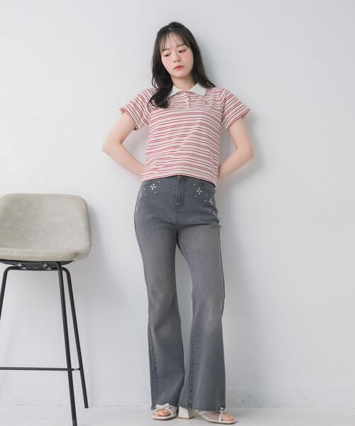 ems excite（エムズエキサイト）の「マルチボーダーポロTシャツ（Tシャツ/カットソー・レディース・ブラック系その他3/ブルー系その他3/ピンク系その他3・FREE）」の9枚目の写真