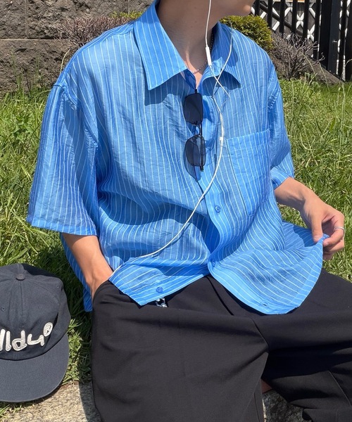 UNDERSTATEMENTs(アンダーステイトメント)の「【ユニセックス】ストライプシアーシャツ(シャツ/ブラウス・メンズ・ブラック/ブルー・MEDIUM/LARGE)」の18枚目の写真