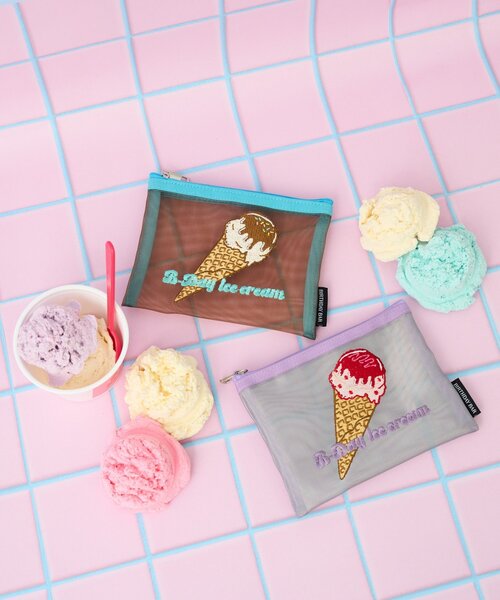 BIRTHDAY BAR(バースデイバー)の「B-DAYアイスクリーム 刺繍メッシュポーチ(ポーチ・レディース・ブラウン/シルバー・0)」の4枚目の写真
