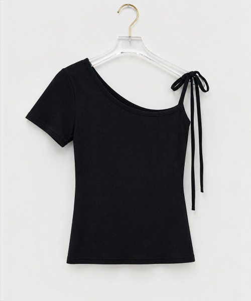 VIVID LADY(ビビッドレディー)の「クロスレイヤード ワンショルダー 半袖Tシャツ アンサンブル(アンサンブル・レディース・ブラック/ピンク/カーキ・FREE)」の17枚目の写真