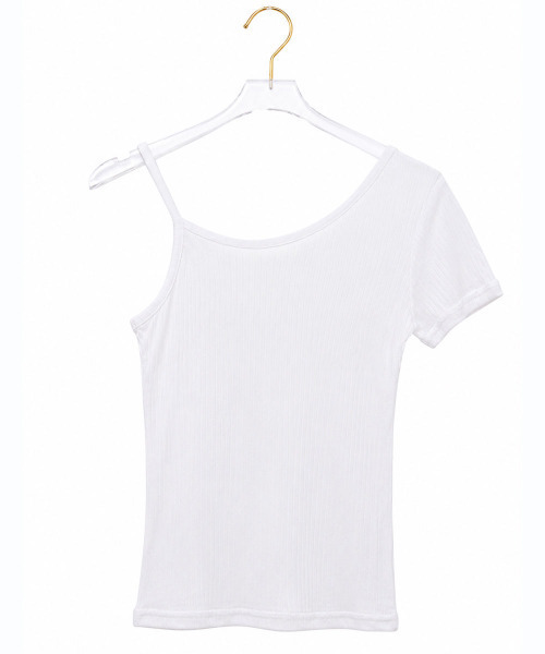 VIVID LADY(ビビッドレディー)の「クロスレイヤード ワンショルダー 半袖Tシャツ アンサンブル(アンサンブル・レディース・ブラック/ピンク/カーキ・FREE)」の20枚目の写真