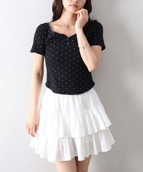 SpRay(スプレイ)の「テレコドットホルタートップス(Tシャツ/カットソー・レディース・オフホワイト/ブラック/グレー・FREE)」の15枚目の写真