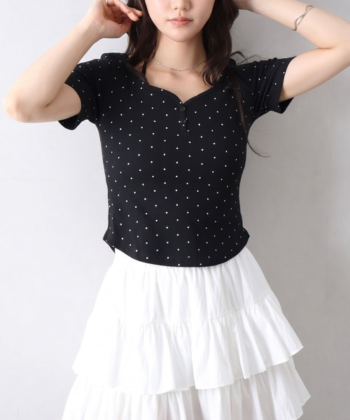 SpRay(スプレイ)の「テレコドットホルタートップス(Tシャツ/カットソー・レディース・オフホワイト/ブラック/グレー・FREE)」の18枚目の写真