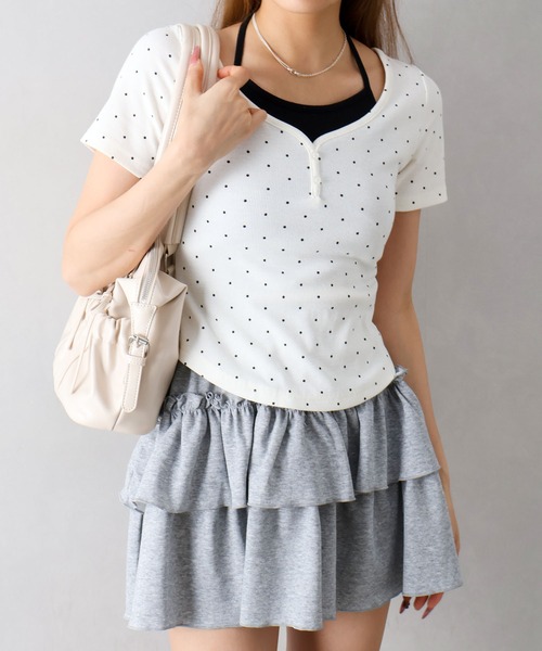 SpRay(スプレイ)の「テレコドットホルタートップス(Tシャツ/カットソー・レディース・オフホワイト/ブラック/グレー・FREE)」の17枚目の写真
