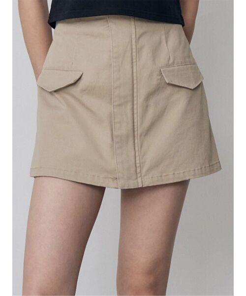 MURUA(ムルーア)の「フロントZIPドッキングスカートパンツ 夏服(その他パンツ・レディース・カーキ/ベージュ/ブラック・1/2)」の2枚目の写真