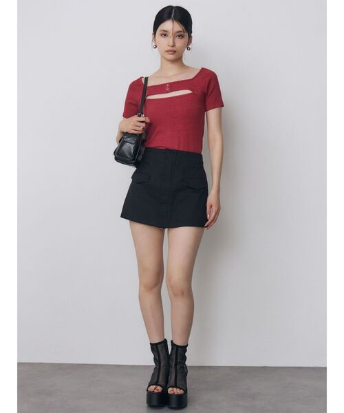 MURUA（ムルーア）の「フロントZIPドッキングスカートパンツ　夏服（その他パンツ・レディース・カーキ/ベージュ/ブラック・1/2）」の4枚目の写真