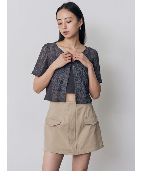 MURUA（ムルーア）の「フロントZIPドッキングスカートパンツ　夏服（その他パンツ・レディース・カーキ/ベージュ/ブラック・1/2）」の5枚目の写真