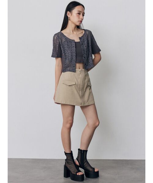 MURUA（ムルーア）の「フロントZIPドッキングスカートパンツ　夏服（その他パンツ・レディース・カーキ/ベージュ/ブラック・1/2）」の8枚目の写真