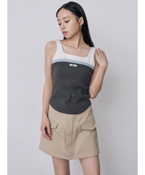 MURUA（ムルーア）の「フロントZIPドッキングスカートパンツ　夏服（その他パンツ・レディース・カーキ/ベージュ/ブラック・1/2）」の9枚目の写真
