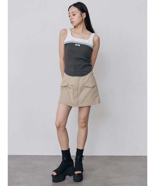 MURUA（ムルーア）の「フロントZIPドッキングスカートパンツ　夏服（その他パンツ・レディース・カーキ/ベージュ/ブラック・1/2）」の12枚目の写真