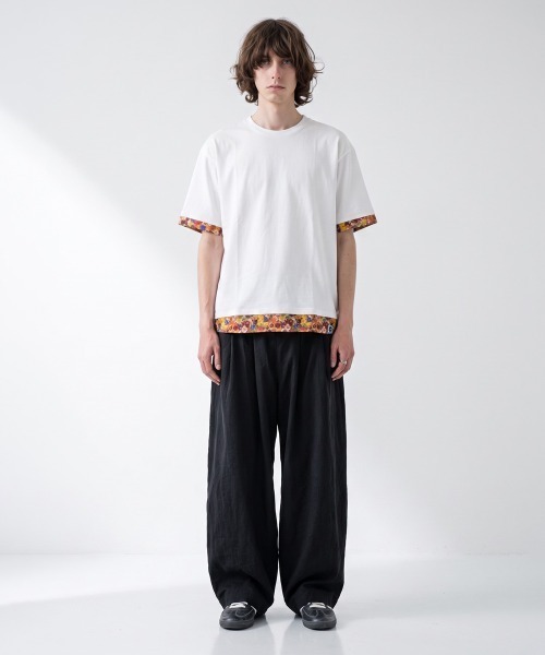 rehacer(レアセル)の「rehacer : Flower Layered Wide CS / ボタニカルレイヤード ワイドカットソー(Tシャツ/カットソー・メンズ・ホワイト/ブラック・MEDIUM/X-LARGE/LARGE/SMALL)」の3枚目の写真