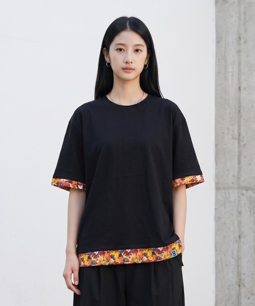 rehacer(レアセル)の「rehacer : Flower Layered Wide CS / ボタニカルレイヤード ワイドカットソー(Tシャツ/カットソー・メンズ・ホワイト/ブラック・MEDIUM/X-LARGE/LARGE/SMALL)」の9枚目の写真