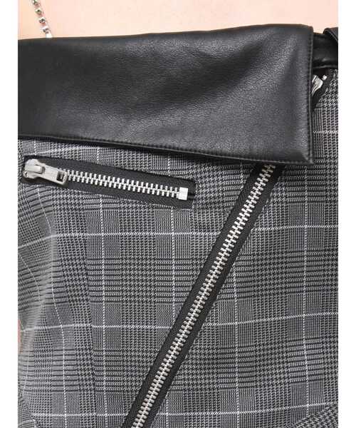 GYDA(ジェイダ)の「ZIP designフェイクレザードッキングラメcheckブラウス(シャツ/ブラウス・レディース・ブラック/ブラウン・FREE)」の3枚目の写真