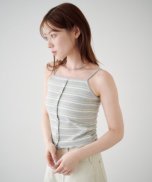 Kastane(カスタネ)の「カップ付きボーダーキャミ(キャミソール・レディース・ブラック/イエロー/グレー・FREE)」の14枚目の写真