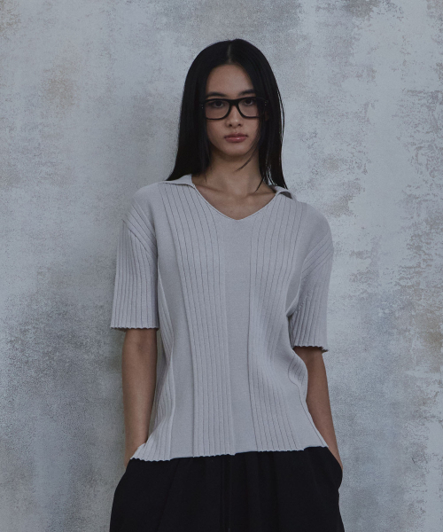 [Ep.02] Foldinカラー V‑neck knit (лайт грей)