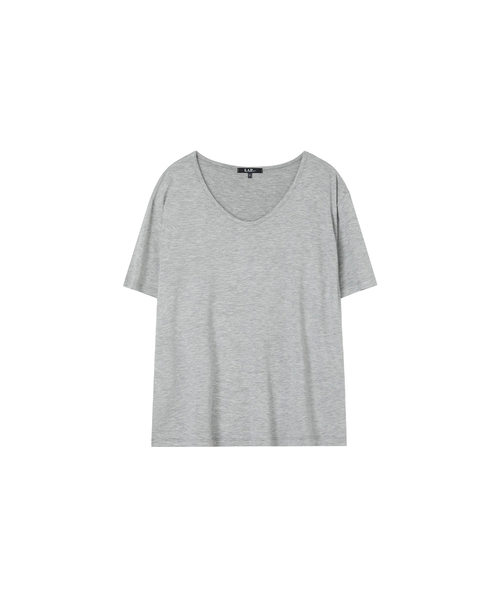 LAP(ラップ)の「レーヨン VネックルーズTシャツ AS7CT161(Tシャツ/カットソー・レディース・アイボリー/チャコールグレー/ブラック・FREE)」の3枚目の写真