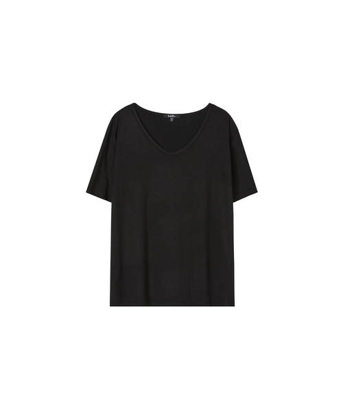 LAP(ラップ)の「レーヨン VネックルーズTシャツ AS7CT161(Tシャツ/カットソー・レディース・アイボリー/チャコールグレー/ブラック・FREE)」の1枚目の写真