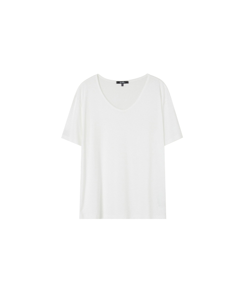 LAP(ラップ)の「レーヨン VネックルーズTシャツ AS7CT161(Tシャツ/カットソー・レディース・アイボリー/チャコールグレー/ブラック・FREE)」の5枚目の写真