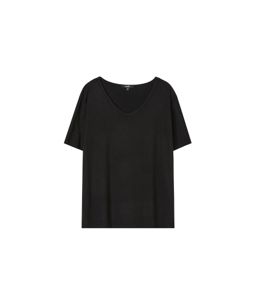 LAP(ラップ)の「レーヨン VネックルーズTシャツ AS7CT161(Tシャツ/カットソー・レディース・アイボリー/チャコールグレー/ブラック・FREE)」の6枚目の写真