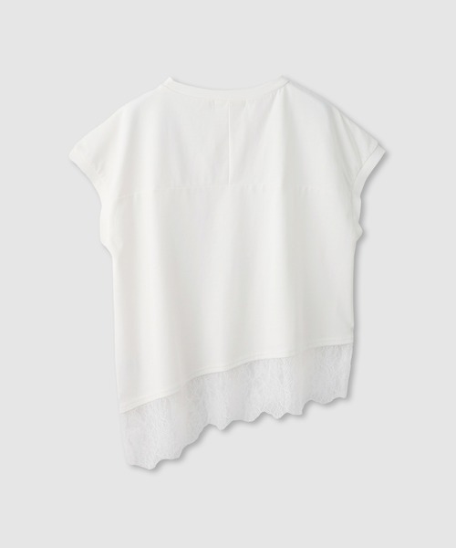 Mac-House(マックハウス)の「【Idnes/イドネス】 レイヤードデザイン アシンメトリーレースTシャツ(Tシャツ/カットソー・レディース・ブラック/ブラウン/オフホワイト・FREE)」の4枚目の写真