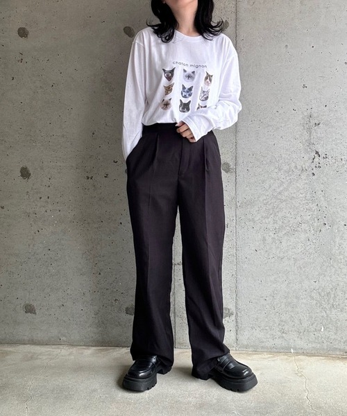 tunee(チュニー)の「ガーリー猫ロンT/長袖Tシャツ(hsyd)(Tシャツ/カットソー・レディース・ネイビー/ベージュ・LARGE/X-LARGE/SMALL/MEDIUM)」の19枚目の写真