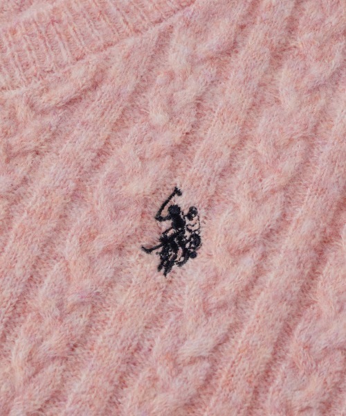 U.S. POLO ASSN.(ユーエスポロアッスン)の「RANAN/solleim別注【U.S.POLO ASSN.】ワンポイントケーブルVニット(ニット/セーター・レディース・ベージュ系その他/ベージュ/杢グレー/ピンク/ネイビー・M/LL/L)」の11枚目の写真