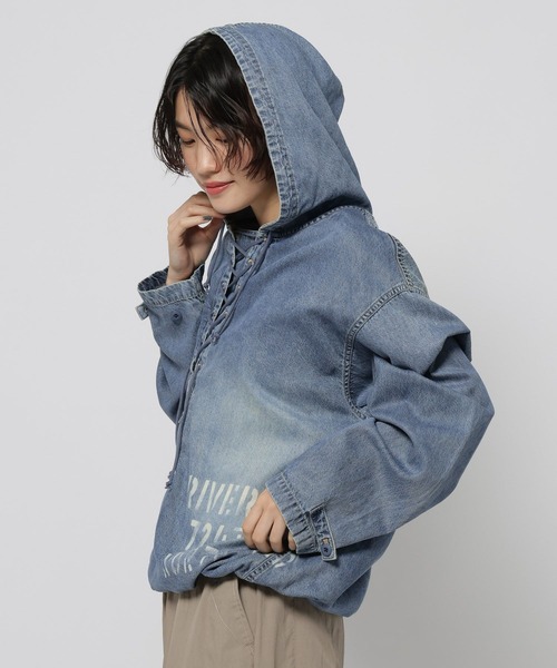 niko and...（ニコアンド）の「デニムアノラック　[NKJ 2026AW]（パーカー・レディース・ベージュ/ブルー・FREE）」の7枚目の写真