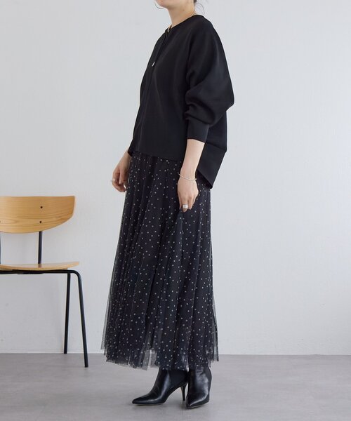 BEARDSLEY(ビアズリー)の「ドットチュールロングスカート(スカート・レディース・ブラック・1/0)」の3枚目の写真