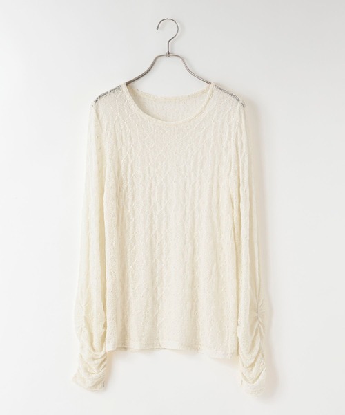 LOWRYS FARM（ローリーズファーム）の「クシュクシュレースプルオーバーＬＳ 1052797（Tシャツ/カットソー・レディース・ブラック/ホワイト/アイボリー・FREE）」の16枚目の写真