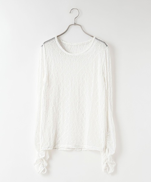 LOWRYS FARM（ローリーズファーム）の「クシュクシュレースプルオーバーＬＳ 1052797（Tシャツ/カットソー・レディース・ブラック/ホワイト/アイボリー・FREE）」の6枚目の写真