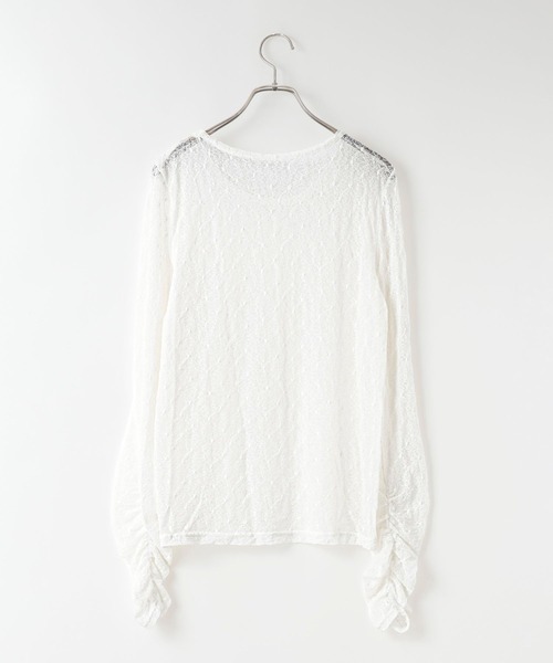 LOWRYS FARM（ローリーズファーム）の「クシュクシュレースプルオーバーＬＳ 1052797（Tシャツ/カットソー・レディース・ブラック/ホワイト/アイボリー・FREE）」の7枚目の写真