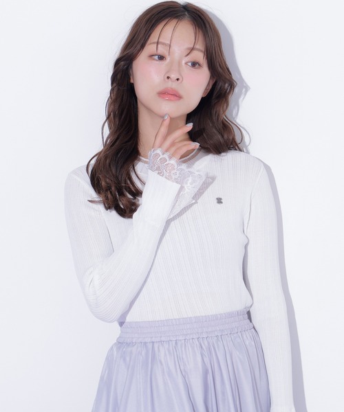 JILL by JILL STUART(ジルバイジルスチュアート)の「袖レースシアーリブニット(ニット/セーター・レディース・ホワイト/ブラック/レッド・FREE)」の18枚目の写真
