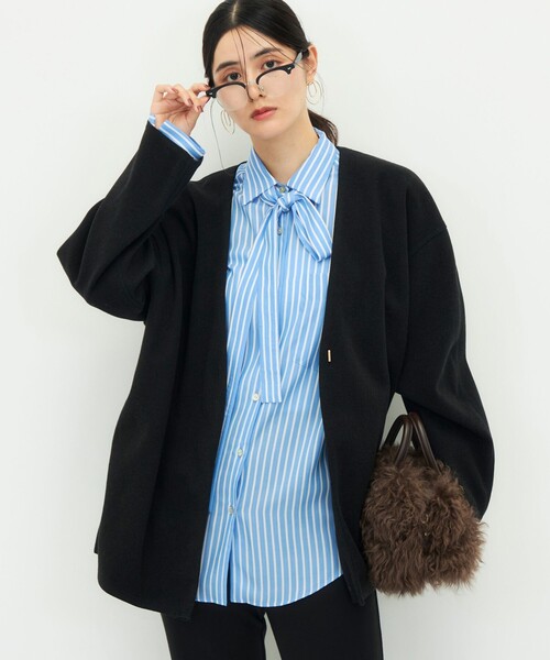 NOLLEY’S（ノーリーズ）の「《防シワ/ストレッチ》ウォッシャブルストレッチジャージハオリ（ブルゾン・レディース・オフホワイト/グレイッシュベージュ/ブラック・36/38）」の3枚目の写真
