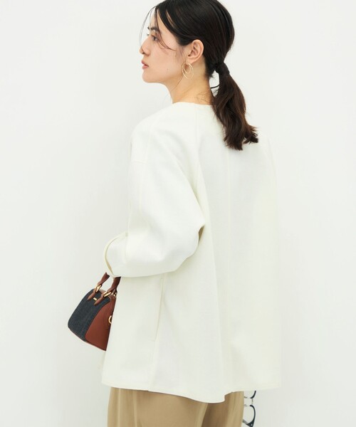 NOLLEY’S（ノーリーズ）の「《防シワ/ストレッチ》ウォッシャブルストレッチジャージハオリ（ブルゾン・レディース・オフホワイト/グレイッシュベージュ/ブラック・36/38）」の12枚目の写真